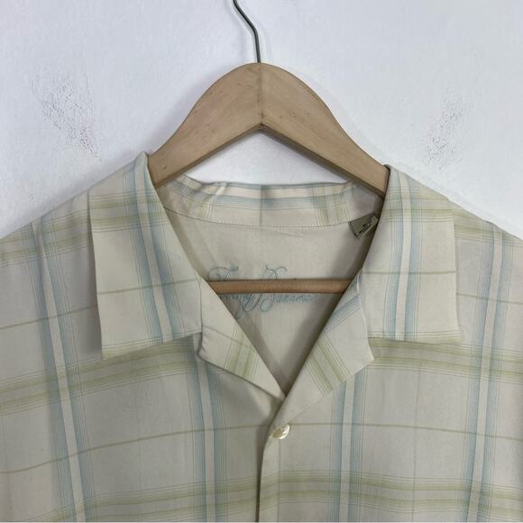 Tommy Bahama 100% Silk Short Sleeve Pale Yellow Shirt Size XL - Picture 4 of 13